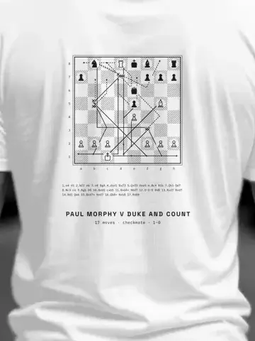 Your Chess Game, personalised, printed on the back of a white tee