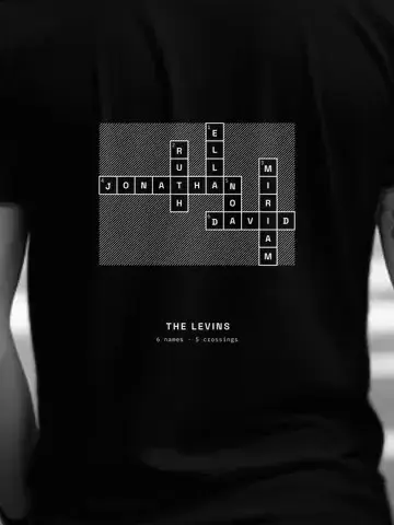 Your Crossword, personalised, printed on the back of a black tee