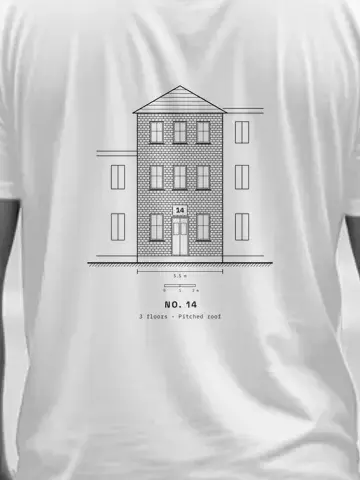 Your House, personalised, printed on the back of a white tee