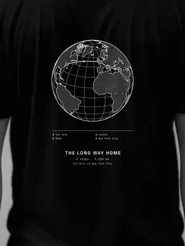Your Journey, personalised, printed on the back of a black tee