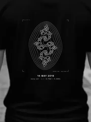 Your Fractal, personalised, printed on the back of a black tee