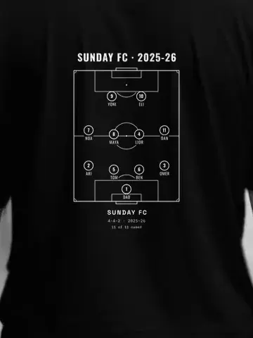 Your Line-up, personalised, printed on the back of a black tee