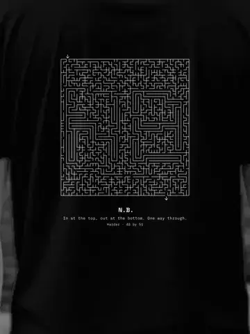 Your Maze, personalised, printed on the back of a black tee