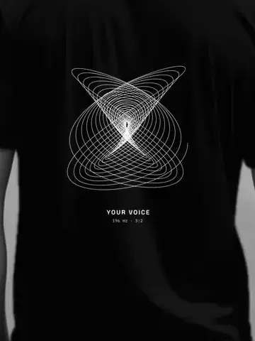 Your Voice, personalised, printed on the back of a black tee